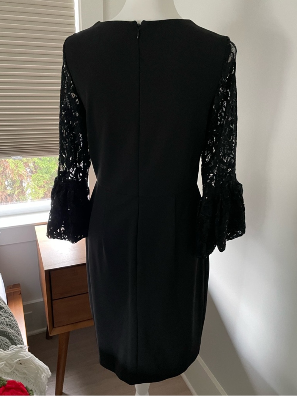 Scarlett Black Lace-Sleeve Embellished Sheath Dress - Picture 4 of 7